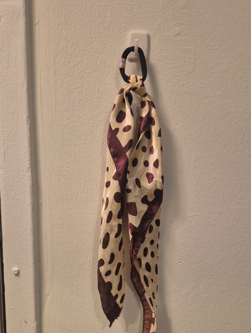Silk-Look Cream and Brown Polka Dot Scarf